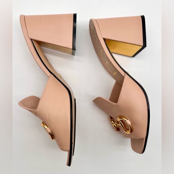 Gucci Baby Horsebit Block Heel Slide Mules Leather In Pink  Rose EU 41 US 11 - Picture 3 of 13